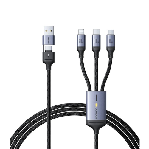 Joyroom SA21-1T3 Speedy Series 100W 6-in-1 Fast Charging Cable (USB-A+Type-C to L+C+M) 1.5m